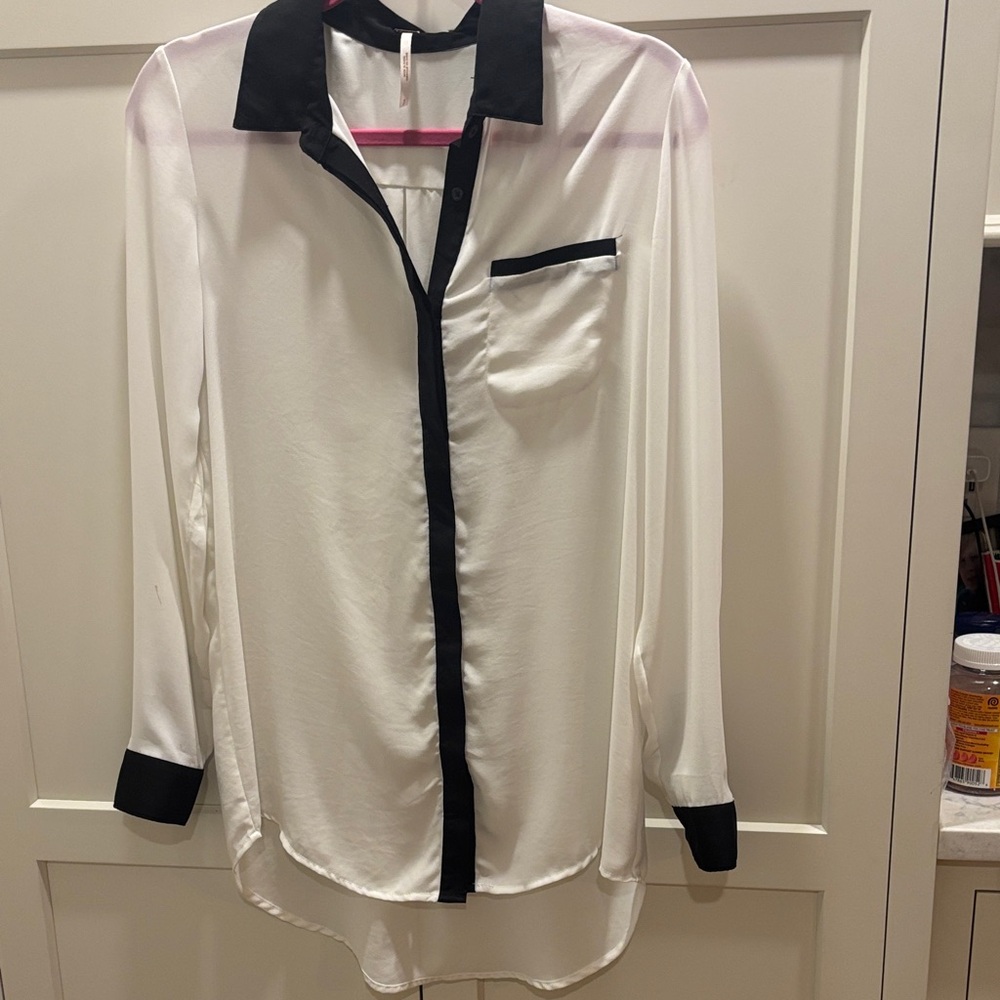 Free People Contrast Trim Blouse